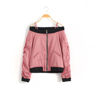 Smocked <b>Children</b> Clothing Wholesale Quilted Off Shoulder Satin Bomber <b>Jackets</b> - Product Image 3