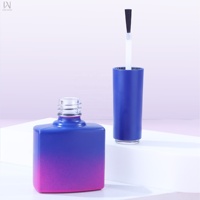 Nouveau modèle 2026, faible MOQ, flacon vide en verre pour vernis à ongles violet 10 ml, avec logo personnalisé OEM, flacon plat pour produits de beauté des ongles avec bouchons à pinceau, emballage