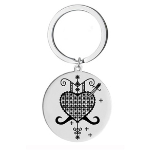 Voodoo Veve simboli Sigil Charm gioielli Vodou <span class=keywords><strong>Lwa</strong></span> Loa Amulet talismano Fine lucidatura ciondolo in acciaio inox portachiavi - Product Image 5