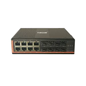 TiNCAM 16 puertos Gigabit Access 8 * SFP + 8 * RJ45 Conmutador de red industrial Agregación Convertidor de medios industriales