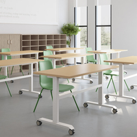 Bureau de travail pliable moderne OMNI, bureaux modulaires pliables, prises électriques, solution alimentée en acier inoxydable pour le coworking et la collaboration