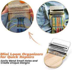 Mini métier <span class=keywords><strong>à</strong></span> tisser <span class=keywords><strong>à</strong></span> tricoter personnalisé fait <span class=keywords><strong>à</strong></span> la main Kit de couture en <span class=keywords><strong>laine</strong></span> et en caoutchouc avec aiguille Petite version Outil de couture - Product Image 2