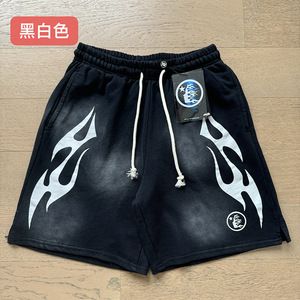 Pantalones Cortos de Diseñador 26ss Hellstar, Estilo Urbano Americano, Retro, de Algodón Lavado, con Efecto Desgastado y Teñido por Goteo - Product Image 3