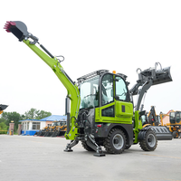Backhoe Loader 4WD Baru dari Cina untuk Taman dan Lanskap, Backhoe Loader Roda dengan Bucket Hidrolik untuk Konstruksi dan Tambang