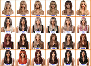 Gran oferta, pelucas sintéticas europeas americanas de 24 pulgadas, flequillo de ocho figuras, pelucas de ondas rectas sedosas en capas para cabello de mujer - Product Image 6
