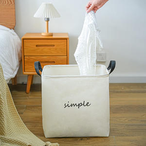 Panier à linge simple en coton et lin, grande capacité, pliable, rectangulaire, organisateur de rangement pour vêtements, jouets, collations - Product Image 3