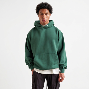 Vert foncé 100 coton 380gsm polaire sweat à capuche boxy fit hoodies sans chaîne Hoodies - Product Image 1