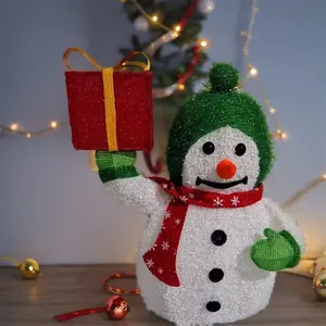 Boneco de neve de 24 polegadas estatueta de Natal com caixa de presente brinquedo de decoração de férias