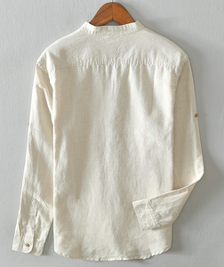 Nouvelles Chemises Homme TONGYANG en Lin d'Automne 100% Lin Blanc à Manches Longues Respirantes de Haute Qualité - Product Image 4