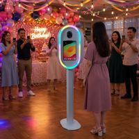 Photobooth ovale pour iPad 12,9 pouces, livraison à domicile depuis l'entrepôt américain, flight case, panneau personnalisé en option, boîte d'imprimante pour événements de mariage