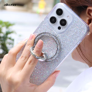 Support de téléphone portable en paillettes argentées - Product Image 4