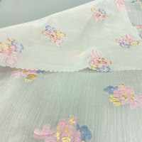 Tissu Jacquard métallique en Polyester et rayonne, léger, motif Floral, 70 g/m², pour robe d'été, offre spéciale