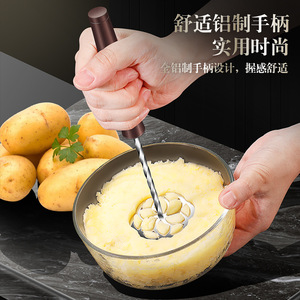 316L Stainless Steel Potato Masher Camellia Design Manual Kitchen Tool For Mashing Potatoes And Baby Food - Product Image 2