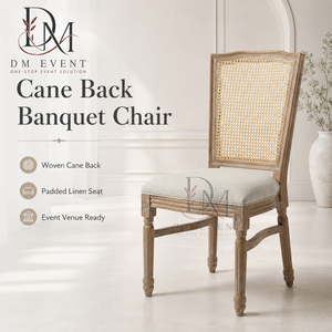 Chaise de mariage classique en bois avec dossier en cannage, siège rembourré pour banquets et événements, vente en gros - Product Image 1