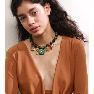 Jinyou 429 cổ điển màu xanh đậm Acrylic Chuỗi vòng cổ nhựa bí ngô Maple lá thép không gỉ Trái Tim Mặt Dây chuyền vòng cổ cho món quà - Product Image 5