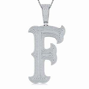 Collar con Colgante de Letra <span class=keywords><strong>E</strong></span> VVS Moissanite, Chapado en Platino sobre Plata 925, Personalizado con Nombre, Estilo Hip Hop, Venta al Por Mayor de Fábrica - Product Image 2