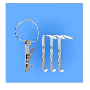 Écarteur buccal Mc Ivor pour usage hospitalier, avec manche complet, 3 abaisse-langues manuels en acier inoxydable, lames pour tonsillectomie et laryngée - Product Image 1