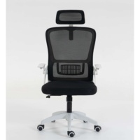 Chaise de bureau avec support lombaire, roulettes silencieuses en nylon, appui-tête réglable, ergonomique, respirante, en maille, pour la maison et le bureau