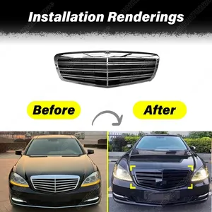 สำหรับรถเบนซ์ S-Class W221 ปี 2009 2010 2011 2012 2013 ชุดอุปกรณ์ตกแต่งภายนอก กระจังหน้าทรงสปอร์ต ช่องรับอากาศ - Product Image 2