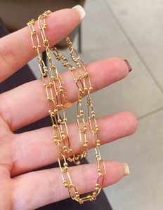 Vòng Cổ Chuỗi Vàng Thật 18K, Có Thể Điều Chỉnh Tùy Chỉnh, Dây Chuyền Dày 18K, Vàng, Liên Kết Dày 18K, Dây Chuyền Hình Chữ U - Product Image 4