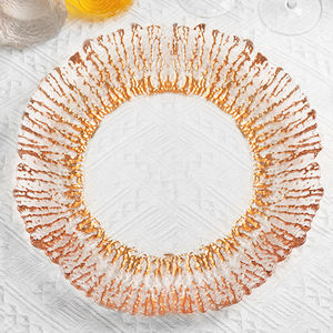 بيع بالجملة مخصص كريستال زجاج مرش اللون 13 بوصة ذهبي وردي حافة 24 بوصة خمر فرنسي رومانسي طبق طعام ناعم - Product Image 3