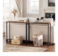 Table d'entrée en fer forgé avec présentoir mural Console étroite en bois massif Support de canapé Matériau métallique