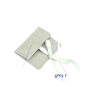 Pochette à bijoux en velours avec logo personnalisé, faible MOQ, pochette d'emballage en daim avec rembourrage, fabriquée en Chine - Product Image 4
