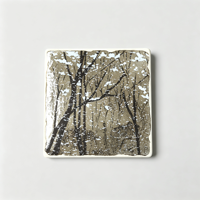 Carrelage mural en céramique moderne motif Forêt d'hiver 100x100mm, imprimé à la main, branches enneigées, isolation thermique pour crédence