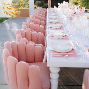 Silla de comedor de boda de terciopelo con diseño en forma de dedo con patas de <span class=keywords><strong>metal</strong></span> blanco - Product Image 6