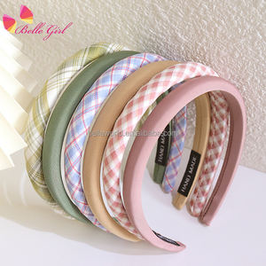 BELLEWORLD usine 2023 nouveau élégant populaire filles bandeau coiffure couleur unie plaid mince maquillage bandeaux pour les femmes - Product Image 1