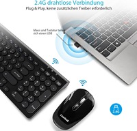 Ensemble clavier et souris sans fil silencieux, récepteur USB 2,4 GHz, souris sans fil pour PC portable, disposition QWERTZ allemande, fonctionne sur piles