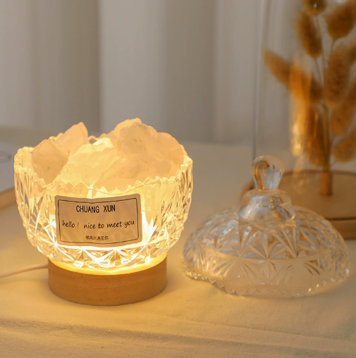 Coupe Couronne + Pierre de Cristal Blanche + Base Lumineuse