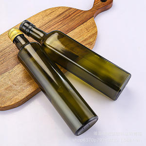 Vente flash Bouteille d'huile de cuisson rechargeable 250ml 500ml 750ml 1L Bouteilles en verre carrées vides vert armée pour huile d'olive pour la cuisine - Product Image 5