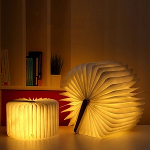 Nouveau 3D pliant en bois livre LED 3 couleurs accordéon veilleuse Rechargeable chambre <span class=keywords><strong>lampe</strong></span> de Table pour bébé enfant cadeau présent - Product Image 6
