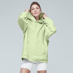 Sudaderas con capucha personalizadas para mujer 100% algodón Fleeced 450GSM de gran tamaño Color sólido Serigrafía logotipo Sudadera con capucha de peso pesado para mujer - Product Image 4