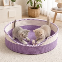 Lit pour chat rond en corde PAIPET, nid tressé bicolore avec entrée frontale, panier respirant pour chats, fournisseur personnalisé