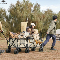 Aitop Chariot de jardin pliable à deux étages Chariot de camping pliable et robuste Chariot de camping portable