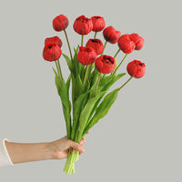Buket Tulip Plastik Simulasi Sentuhan Lembut Dekorasi Rumah 3 Model Tulip Berbunga Ganda ED-A146-3D Pernikahan