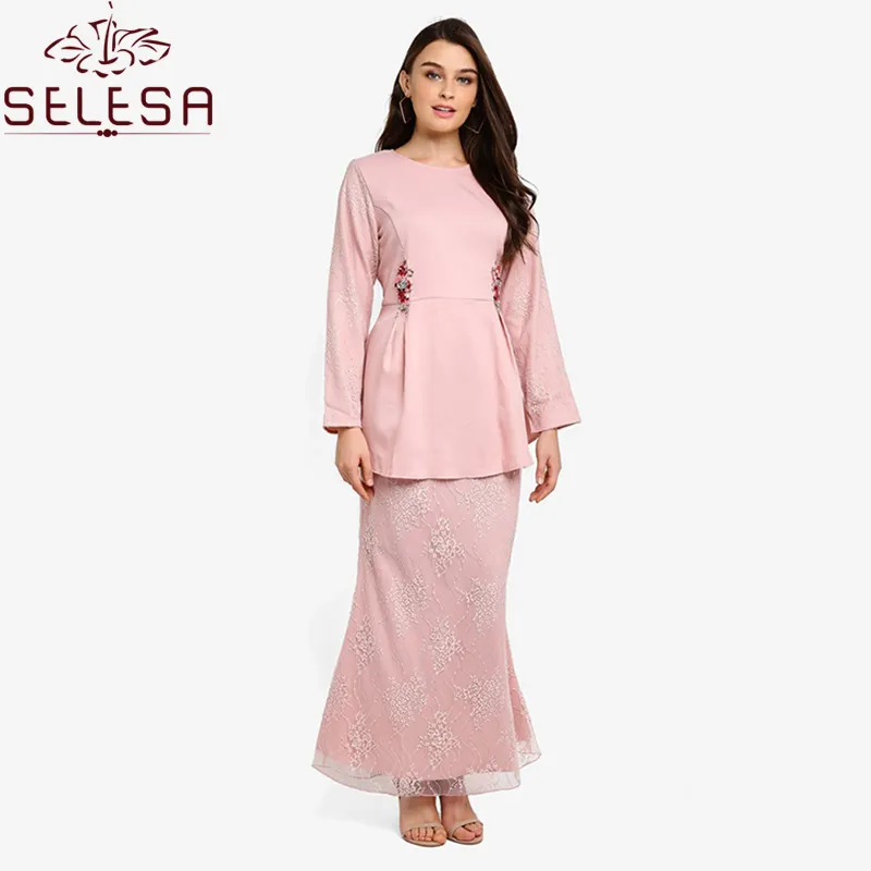 Moden Design Semplice Vestito lungo Caftano Europeo Perline Prezzo Basso Baju Kurung