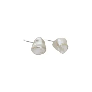 8-9Mm S925 Stud Silver Nature Keshi Baroque Freshwater Pearl Earrings Single Earring,Keshi Baroque Pearl Earring