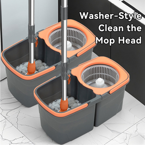 Bộ lau nhà xoay 360 độ với xô tách nước, cán kim loại, sợi microfiber, dùng cho vệ sinh sàn nhà - Product Image 2