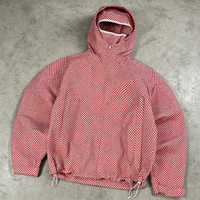 Veste coupe-vent en nylon imperméable à capuche OEM Streetwear pour hommes, design tendance, imprimé à carreaux, vestes coupe-vent personnalisées
