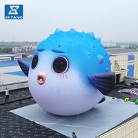 Modèle de poisson-baleine bleu gonflable géant personnalisé pour la décoration publicitaire d'événements sur le thème de l'océan en extérieur