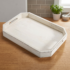 Plateau de service en bois fait à la main, avec poignées découpées - Product Image 3