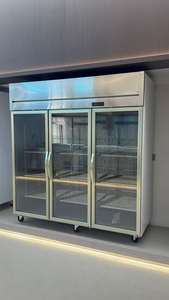 Congélateur commercial vertical en acier inoxydable avec porte vitrée, double température, refroidissement direct/par air, pour cuisine professionnelle - Product Image 2