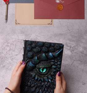 Carnets mignons en forme de dragon avec yeux en cristal, livres de jeu Dragon Macaroni en résine, objets d'artisanat Thron pour cadeaux aux étudiants - Product Image 6