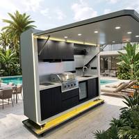 Kiosque de cuisine mobile pour fêtes en plein air |   Station de barbecue pliable avec éclairage LED et évier intégré