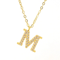 Collar de Letras de Zirconia para Niños, Chapado en Oro de 18k, de Acero Inoxidable, a la Moda, Venta al por Mayor de Fábrica, Resistente al Agua, Regalo para Fiestas