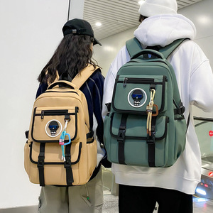 Elementary <b>School</b> <b>Backpack</b> 15 Inches Large Capacity Unisex Solid Color With Interior Zipper Pocket For Leisure Travel - Product Image 3