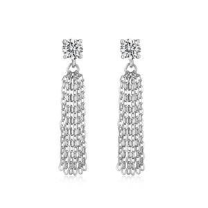 Dylam 5A Zirconia Boucles d'<span class=keywords><strong>oreilles</strong></span> pendantes pour les femmes Sparkly S925 Silver Dangle Long Chandelier Boucles d'<span class=keywords><strong>oreilles</strong></span> Tassel Lightweight Ear Studs - Product Image 1